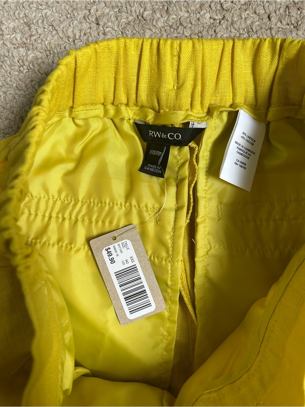 RW&CO. Yellow Linen-Blend Drawstring Shorts - Picture 5 of 8
